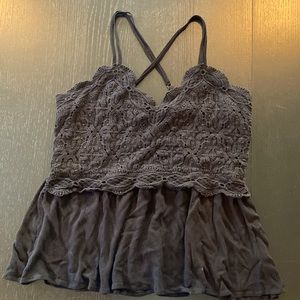 Maurices black crochet tank top